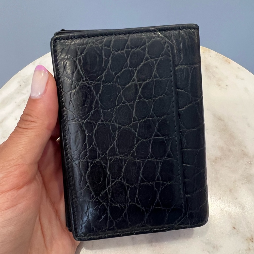 Saint Laurent Black Alligator Embossed Leather Mens Wallet - Picture 2 of 4